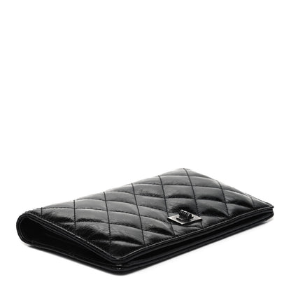 Chanel Patent Crumpled Calfskin Quilted Yen Reissue Wallet Black 4 of 6