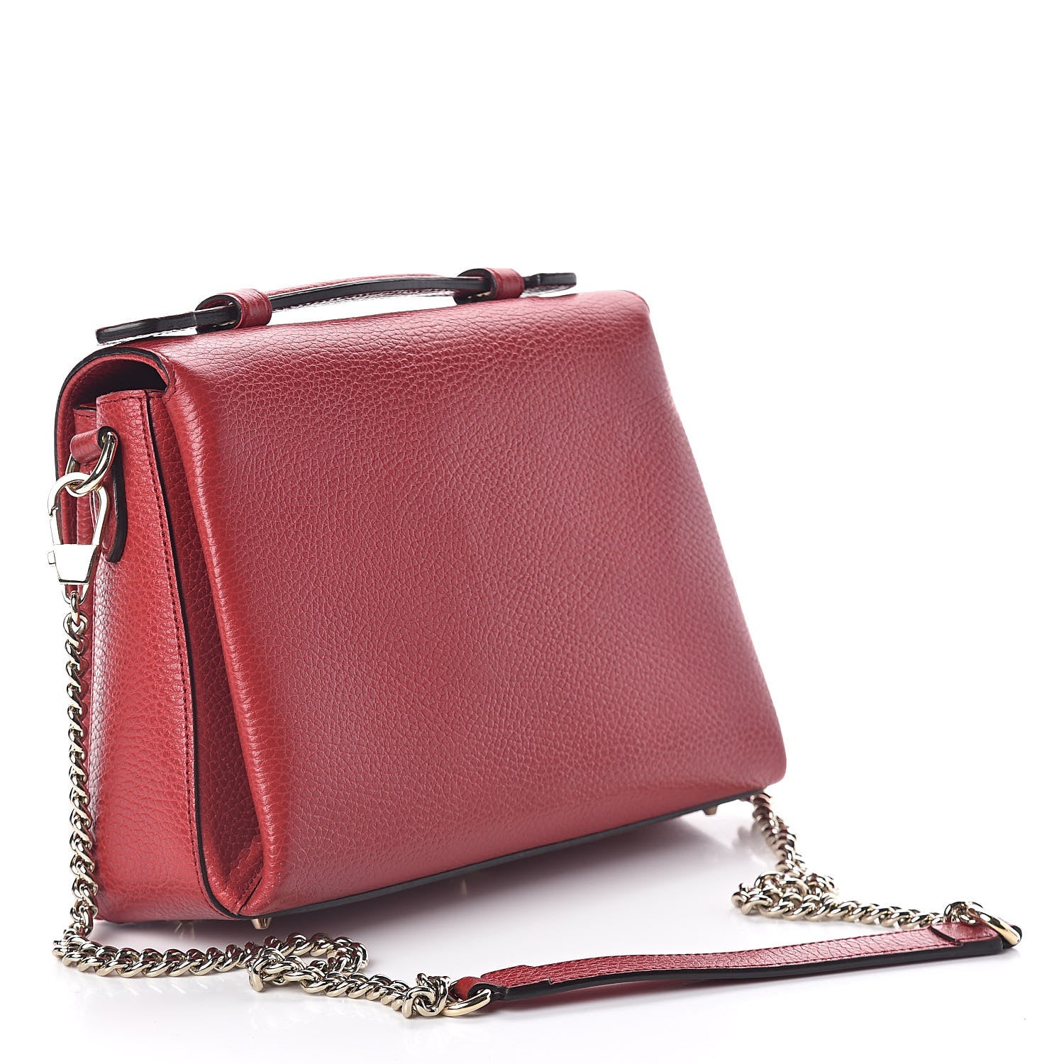 Gucci Dollar Calfskin Interlocking G Top Handle Shoulder Bag Red 3 of 11