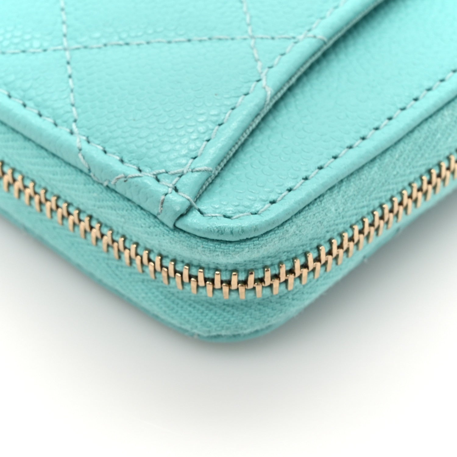 Chanel Caviar Quilted Zip Coin Purse Turquoise 12 of 12