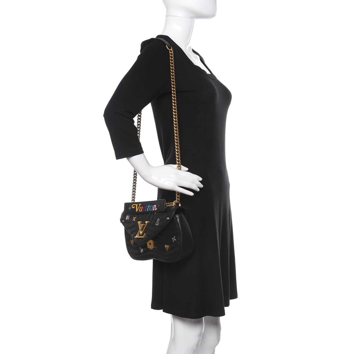 Calfskin Love Lock New Wave Chain MM Black
