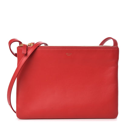 Celine Lambskin Large Trio Crossbody Bag Red 1 of 11