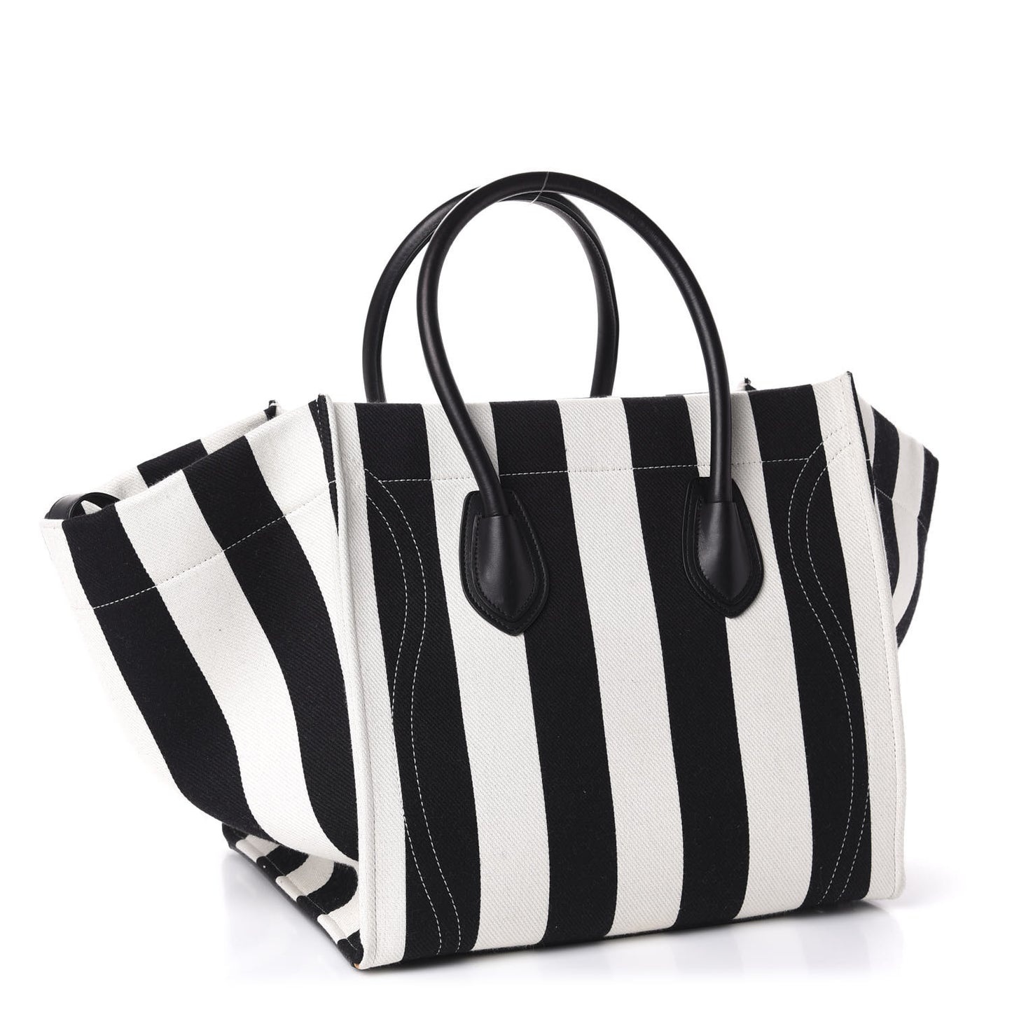Cotton Canvas Striped Medium Phantom Luggage White Black