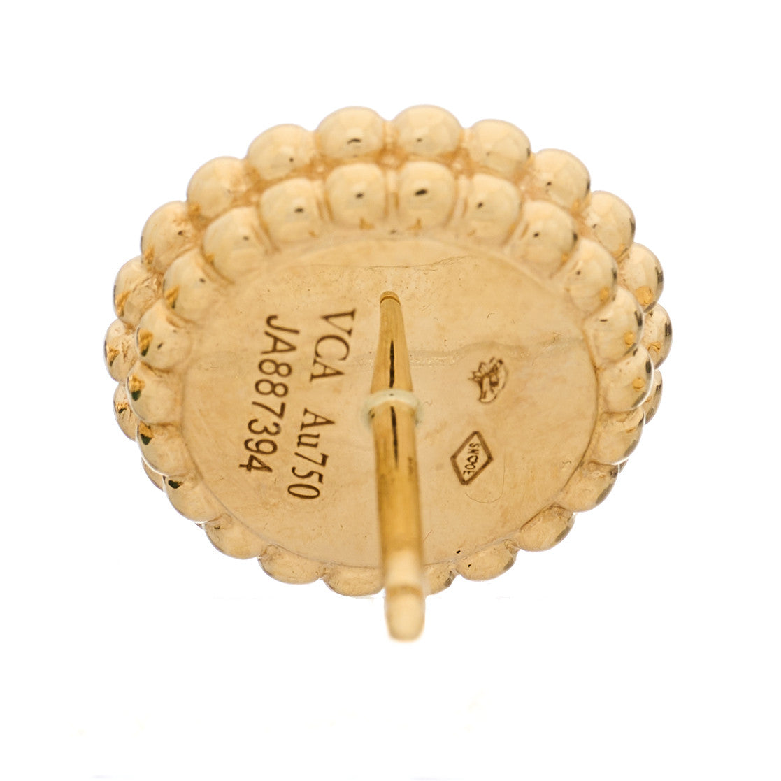 Van Cleef & Arpels 18K Yellow Gold Malachite Perlee Couleurs Earrings 4 of 5