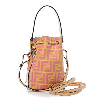 Fendi Vitello Liberty F is Fendi Bi-Color FF 1974 Embossed Mini Mon Tresor Bucket Bag Savana Lollypop 2 of 8