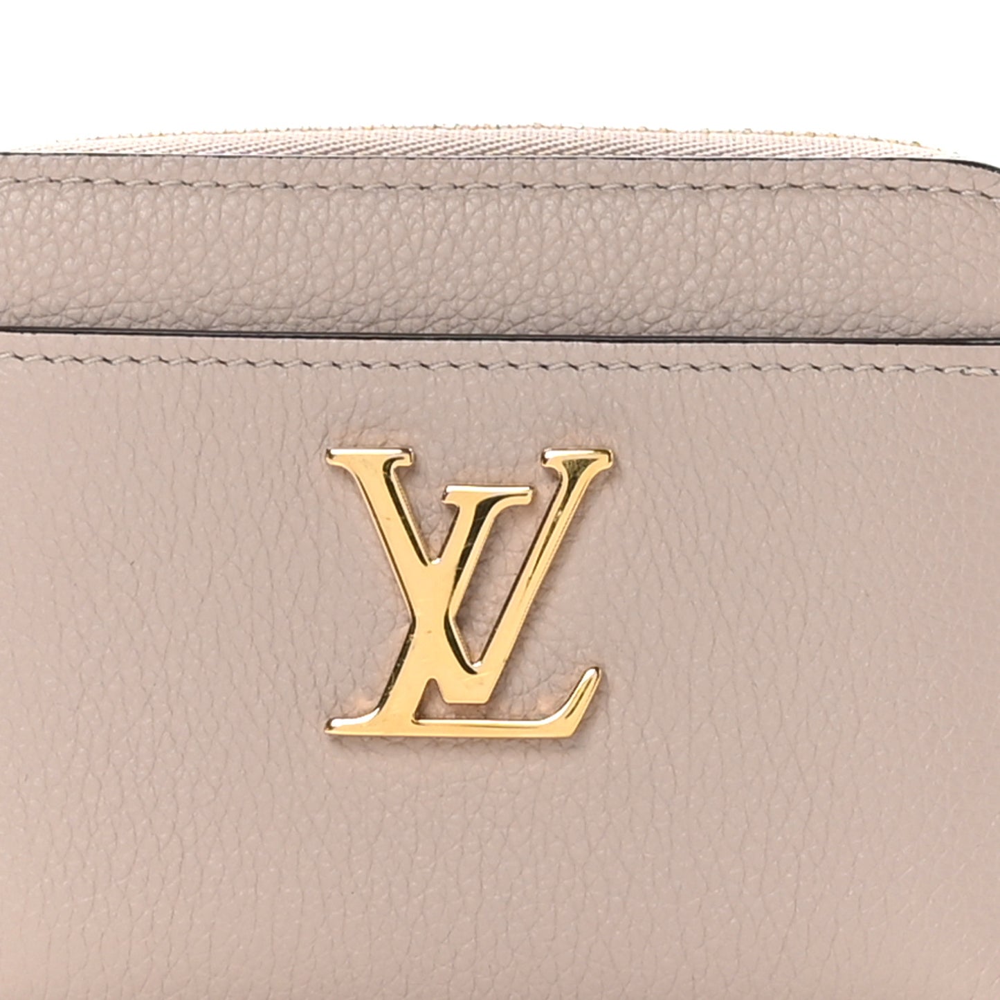 Calfskin Lockme Zippy Coin Purse Greige