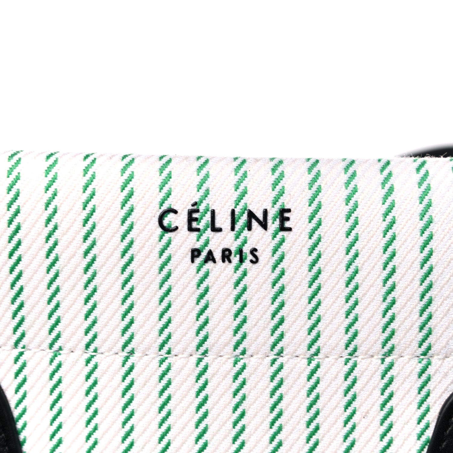 Celine Cotton Canvas Striped Medium Phantom Luggage White Green 5 of 9