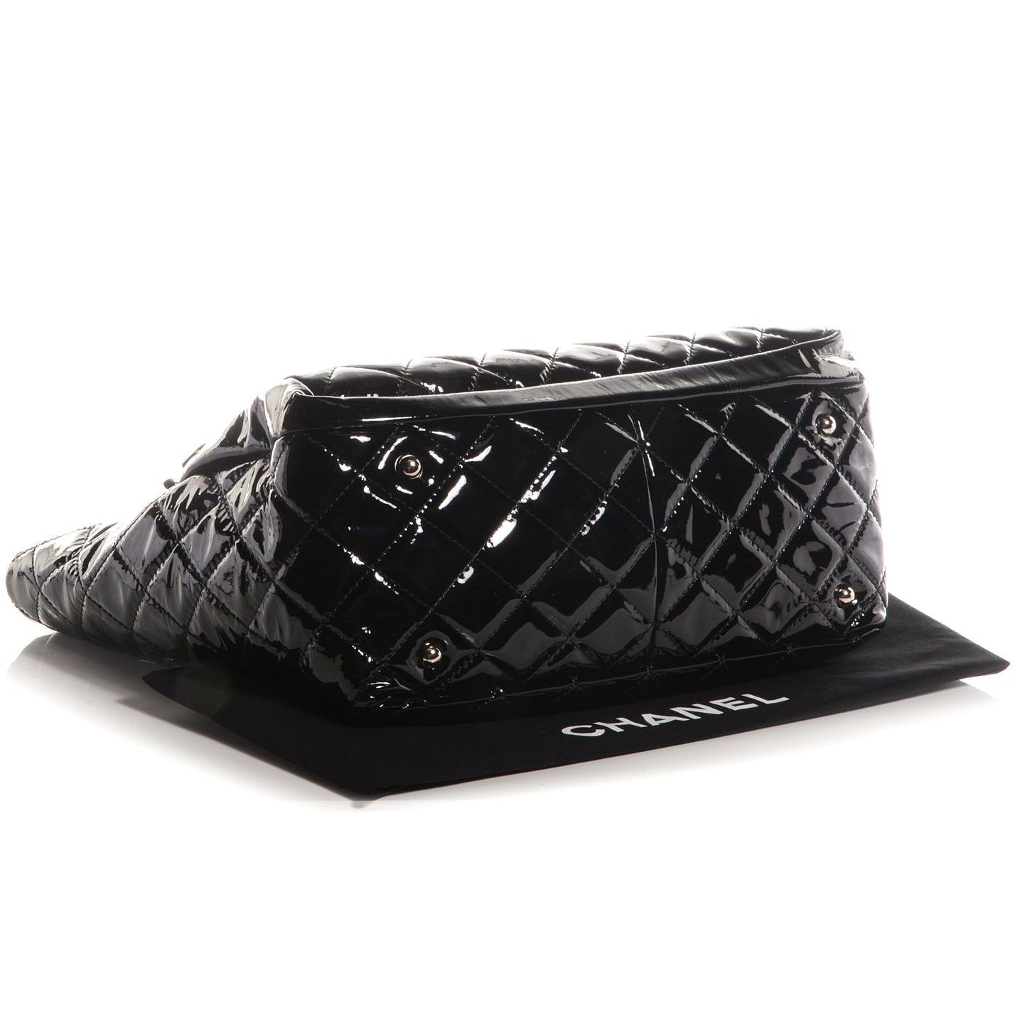 Patent Quilted Chic and Glitter Large Tote Black