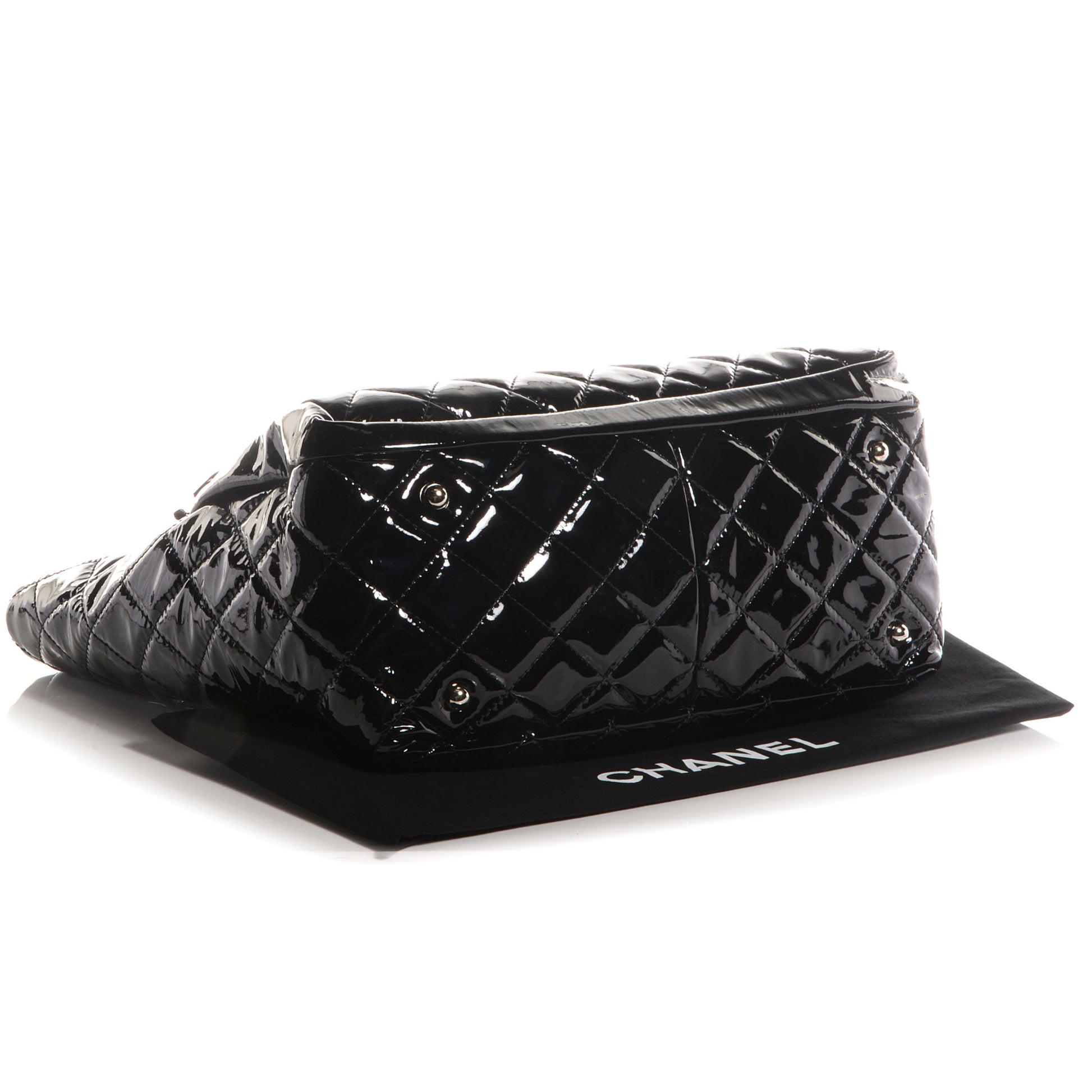 Chanel Patent Quilted Chic and Glitter Large Tote Black 4 of 7