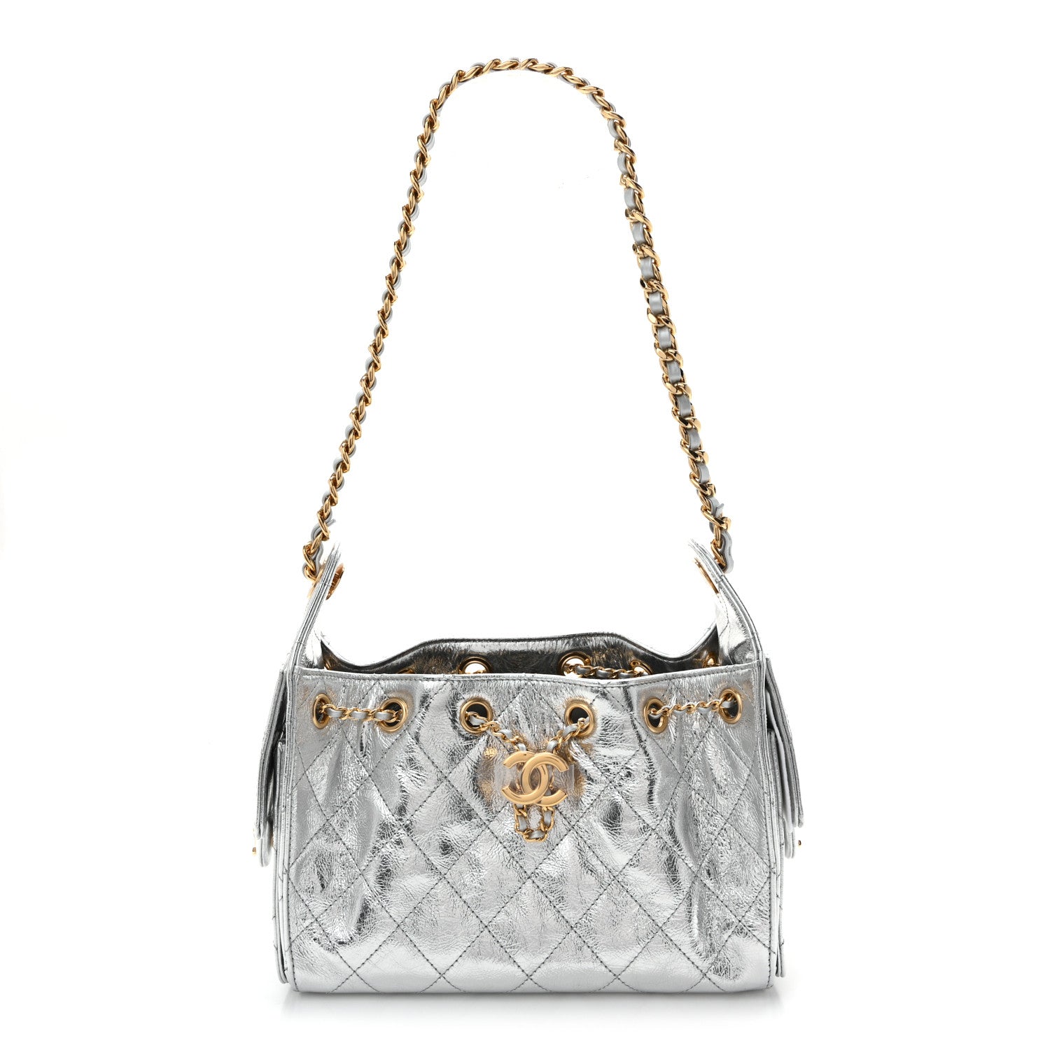 Chanel Metallic Aged Calfskin Quilted Mini Chanel 25 Handbag Silver 1 of 11