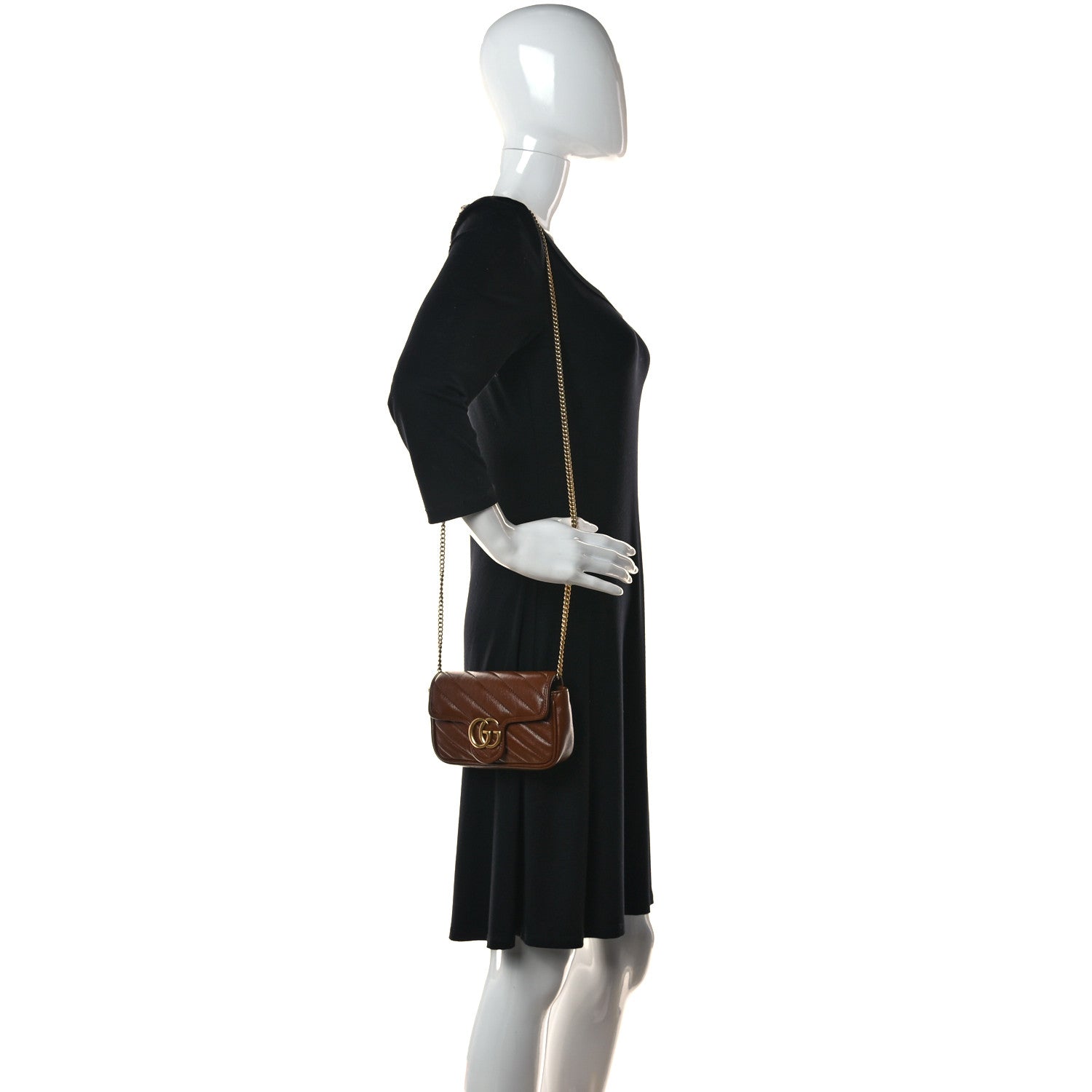 Gucci Azalea Calfskin Matelasse Diagonal Super Mini GG Marmont Shoulder Bag Cuir 2 of 9
