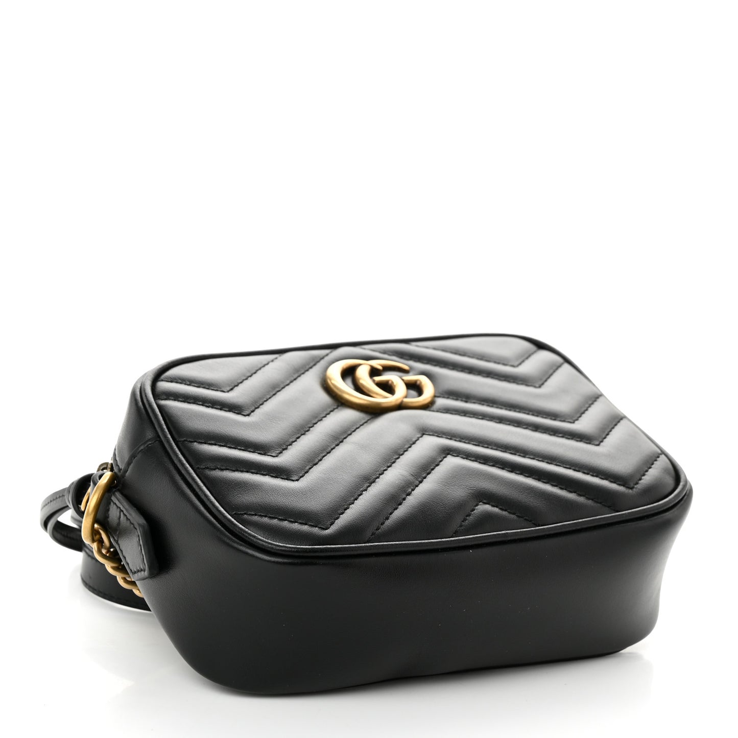 Calfskin Matelasse Mini GG Marmont Chain Shoulder Bag Black