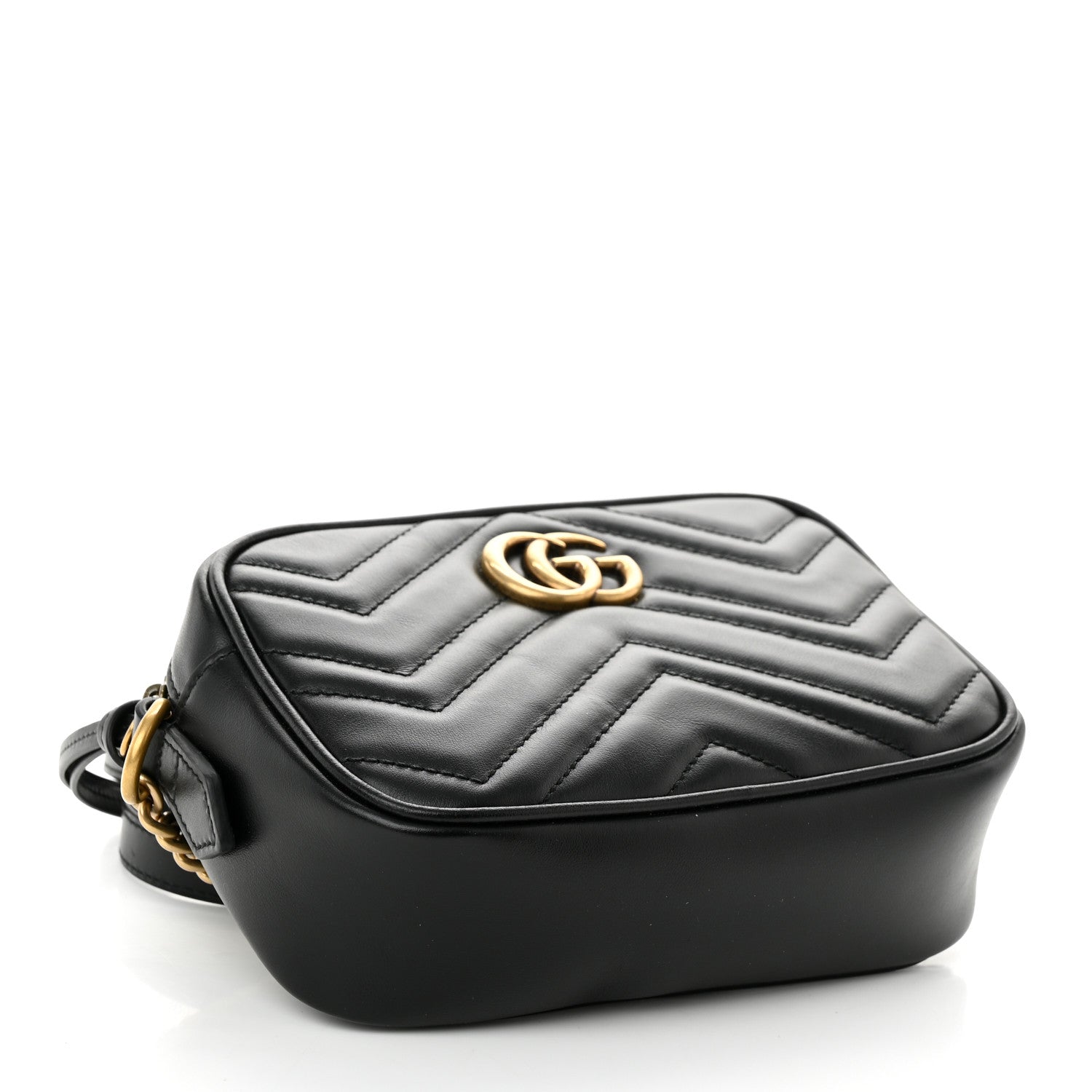Gucci Calfskin Matelasse Mini GG Marmont Chain Shoulder Bag Black 4 of 10