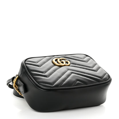 Gucci Calfskin Matelasse Mini GG Marmont Chain Shoulder Bag Black 4 of 10