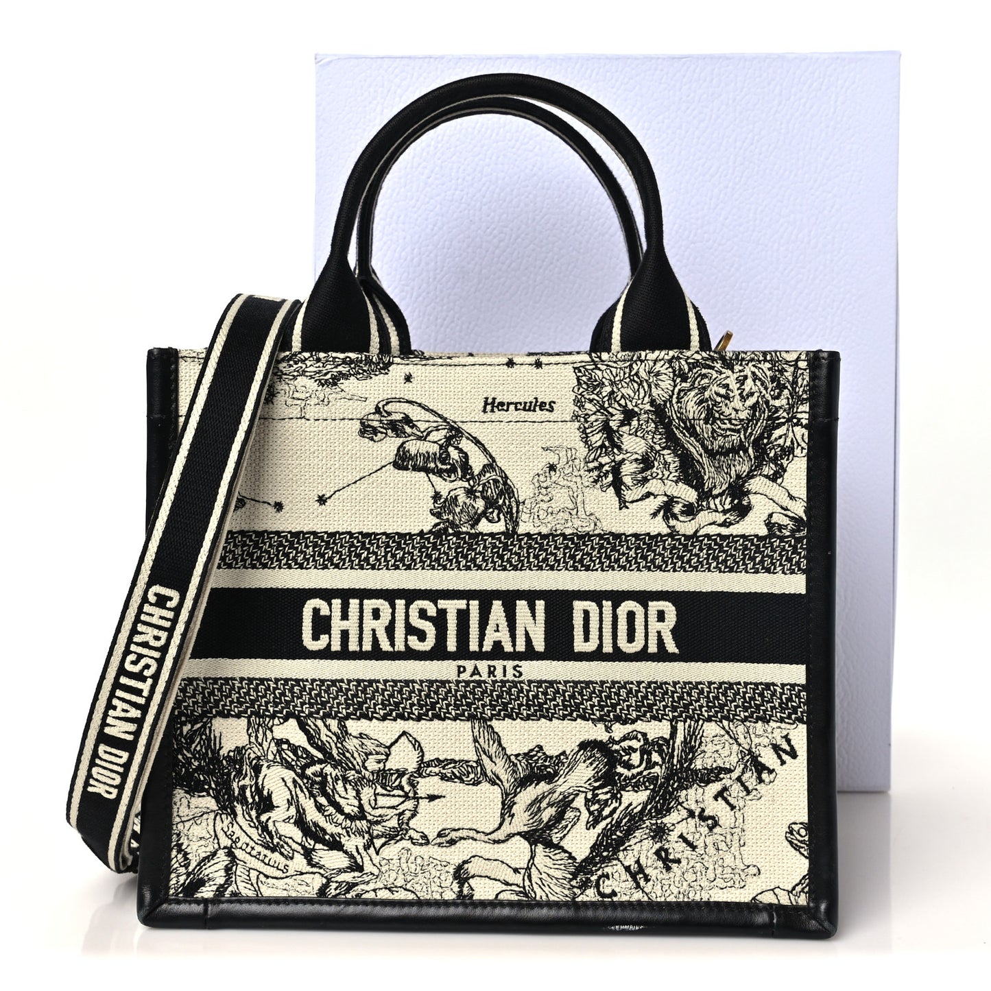Calfskin Dioriviera Toile De Jouy Small Book Tote With Strap Latte Multicolor