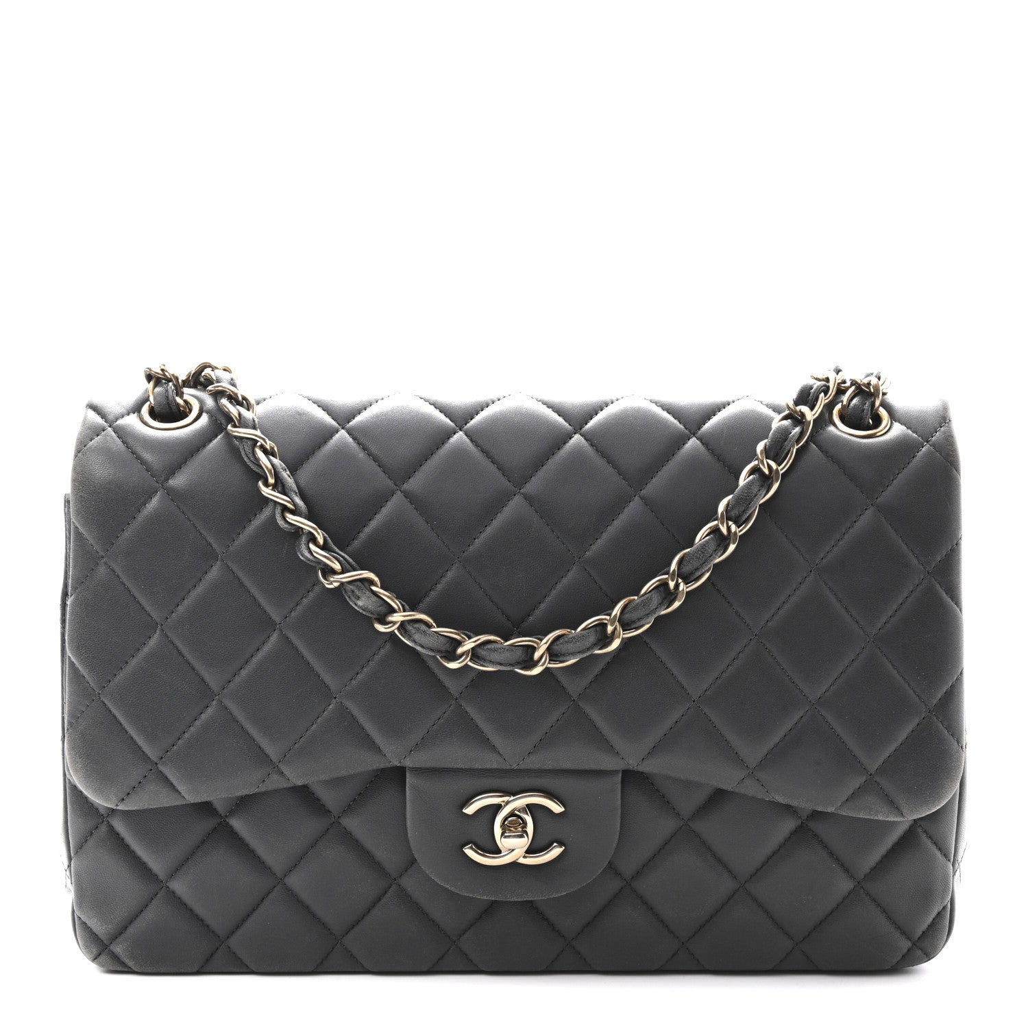 Chanel Lambskin Quilted Jumbo Double Flap Dark Grey 1 of 11