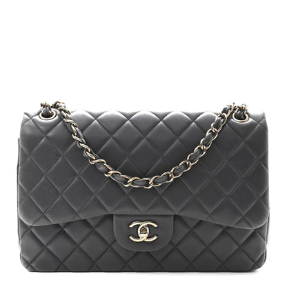 Chanel Lambskin Quilted Jumbo Double Flap Dark Grey 1 of 11