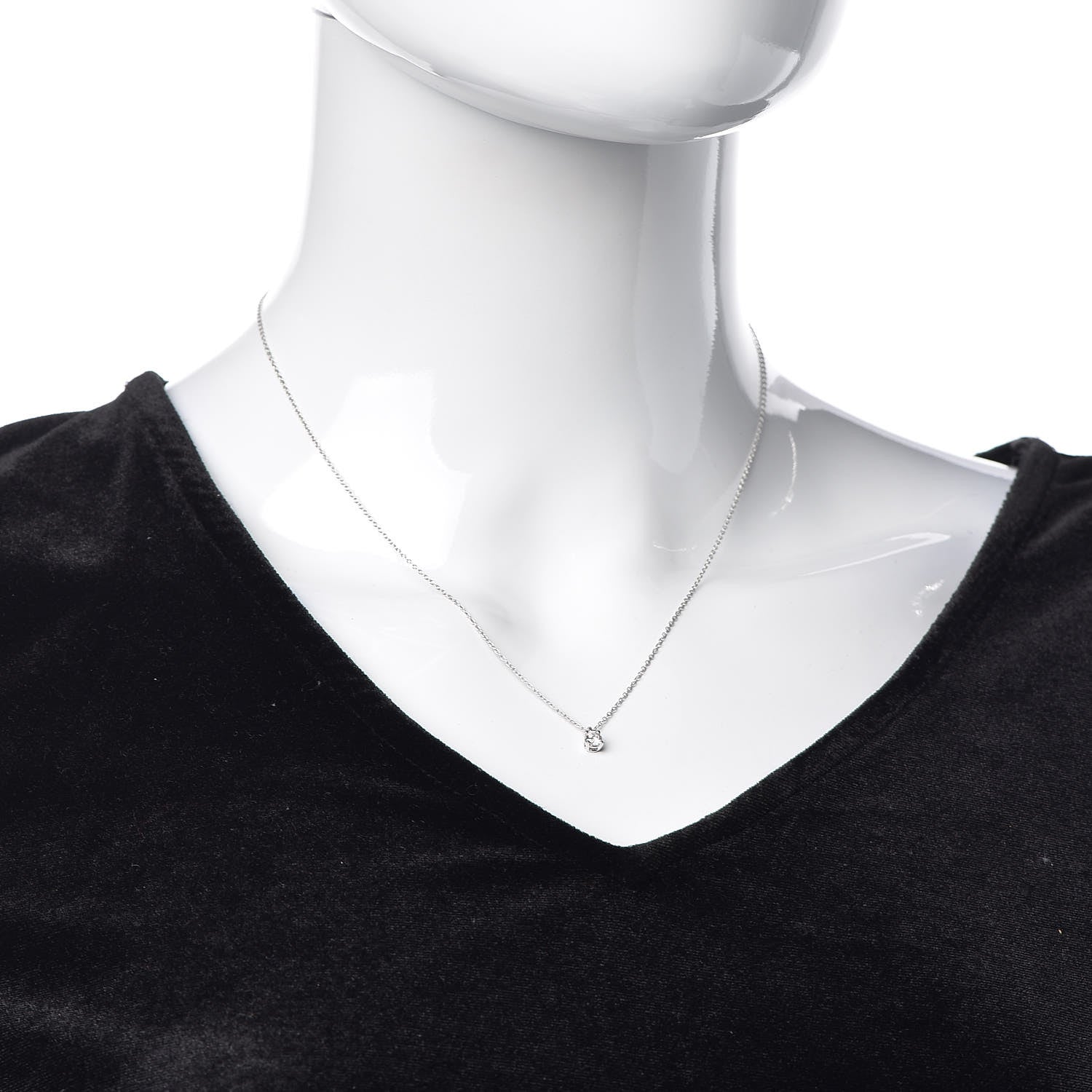 Tiffany Platinum Diamond .19ct Solitaire Pendant Necklace 2 of 6