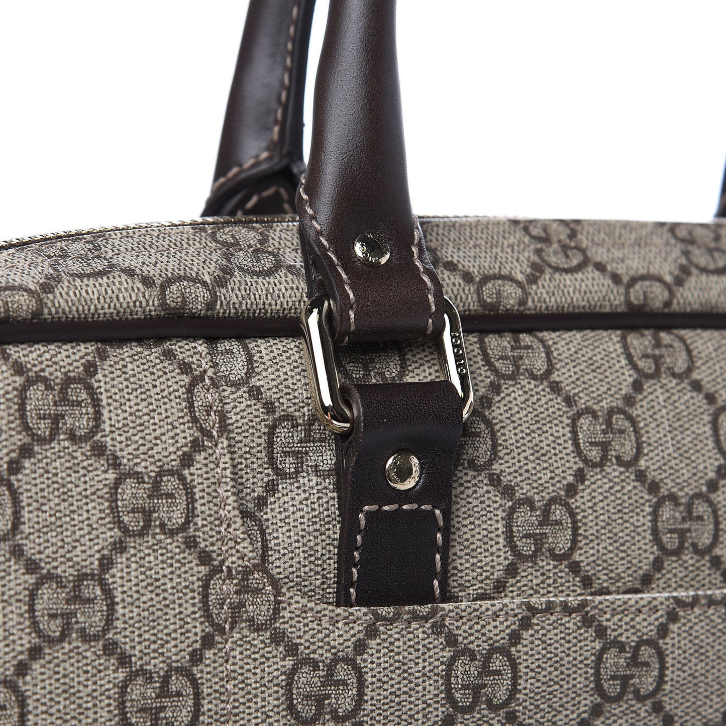 GG Supreme Monogram Briefcase Dark Brown