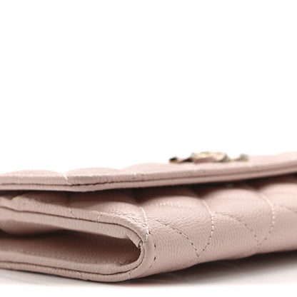 Chanel Caviar Quilted Enamel Crystal CC Flap Wallet Light Pink 10 of 11