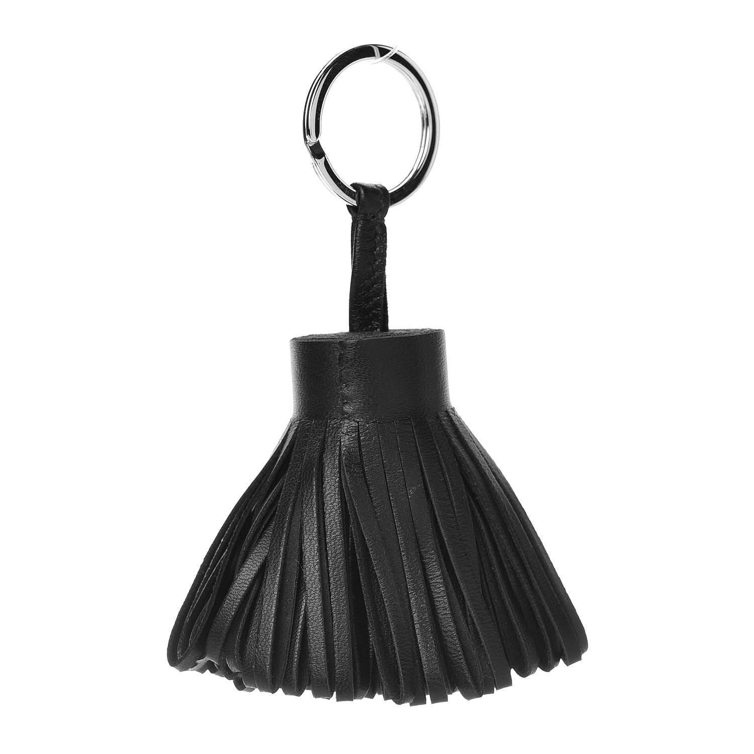 Hermes Lambskin Carmen Tassel Key Holder Black 1 of 5