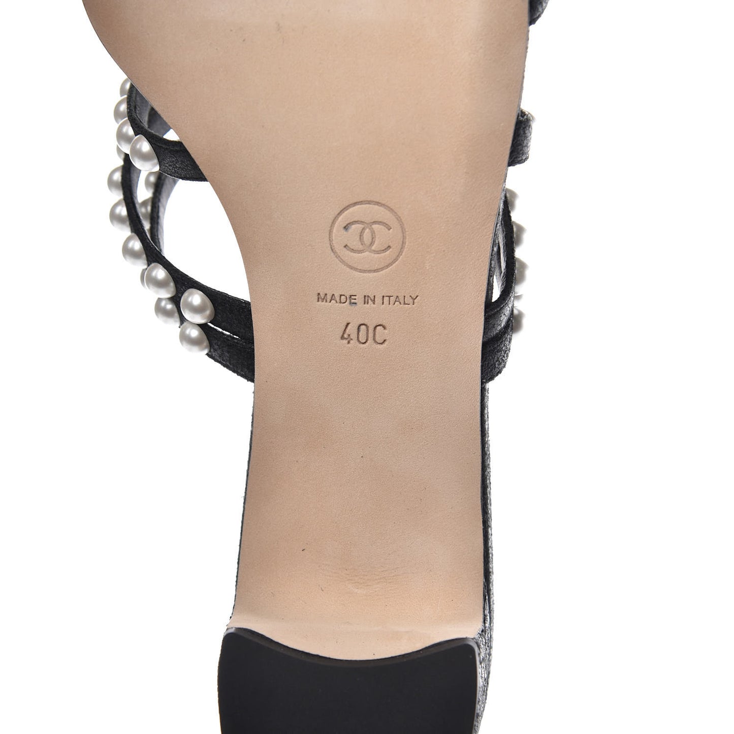 Crackled Lambskin Pearl Mules 40 Black