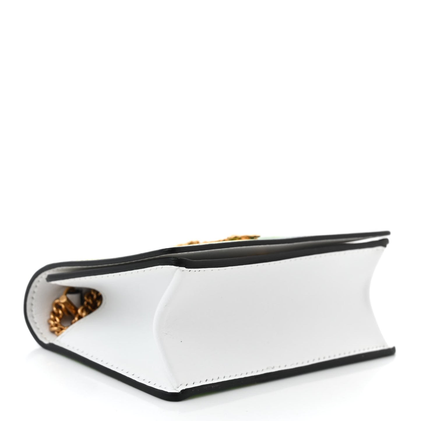 Vitello Jungle Print Mini Virtus Chain Clutch Green White