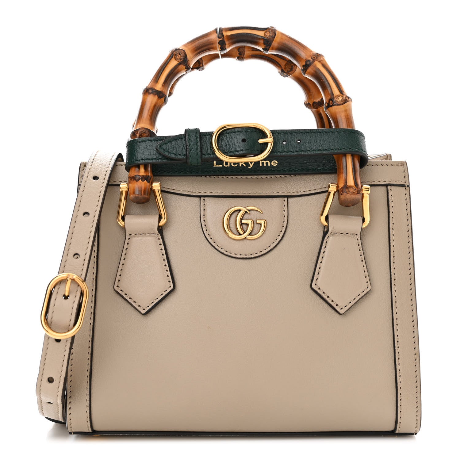 Gucci Wonka Grain Calfskin Mini Diana Tote Bag Oatmeal Vintage Green 1 of 10