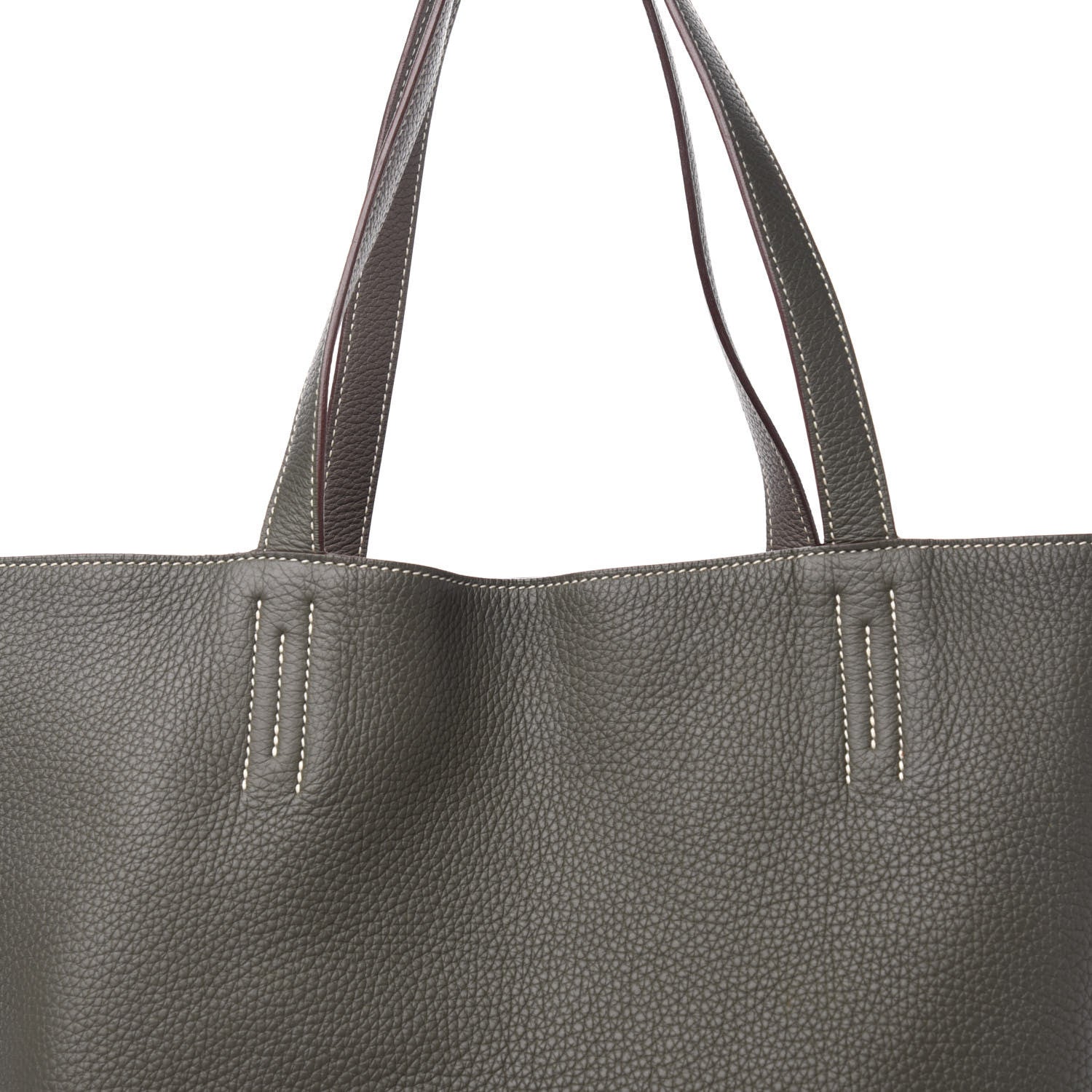 Hermes Taurillon Clemence Double Sens 36 Reversible Tote Etoupe Etain 15 of 16