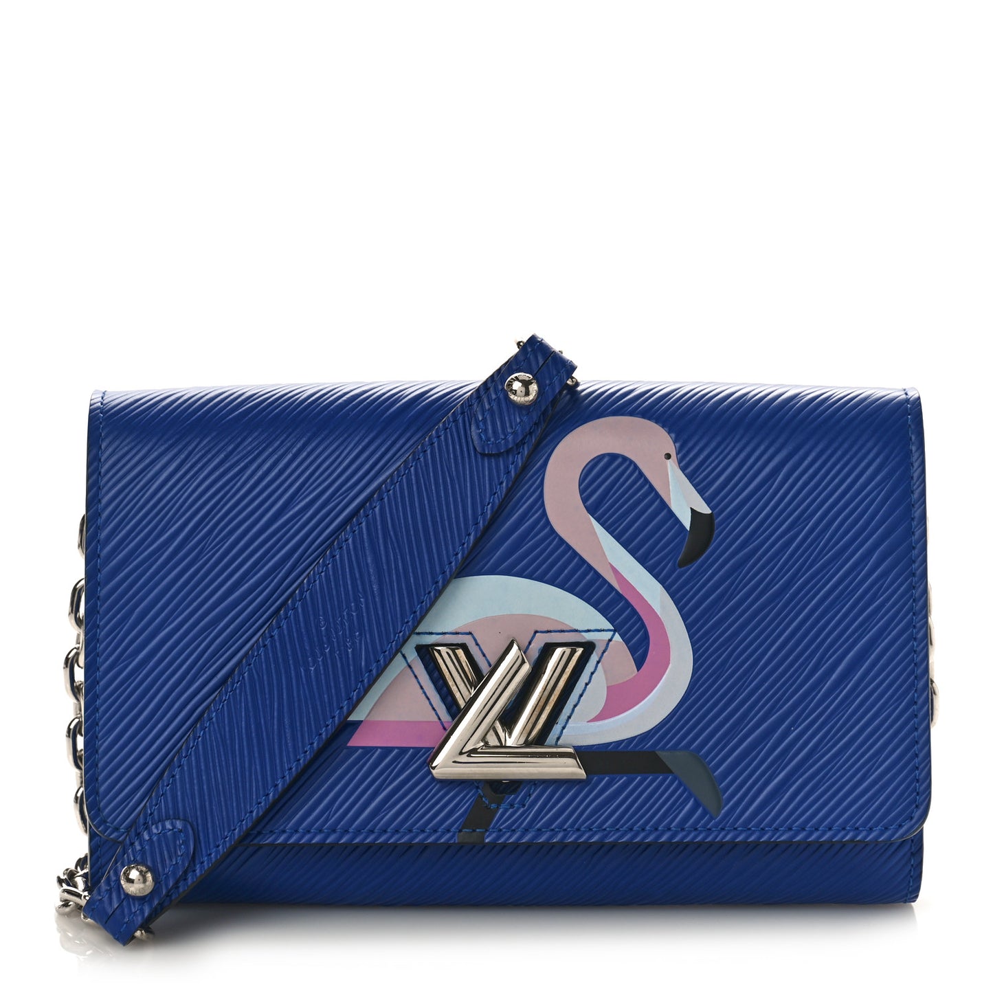 Epi Flamingo Twist Chain Wallet Blue