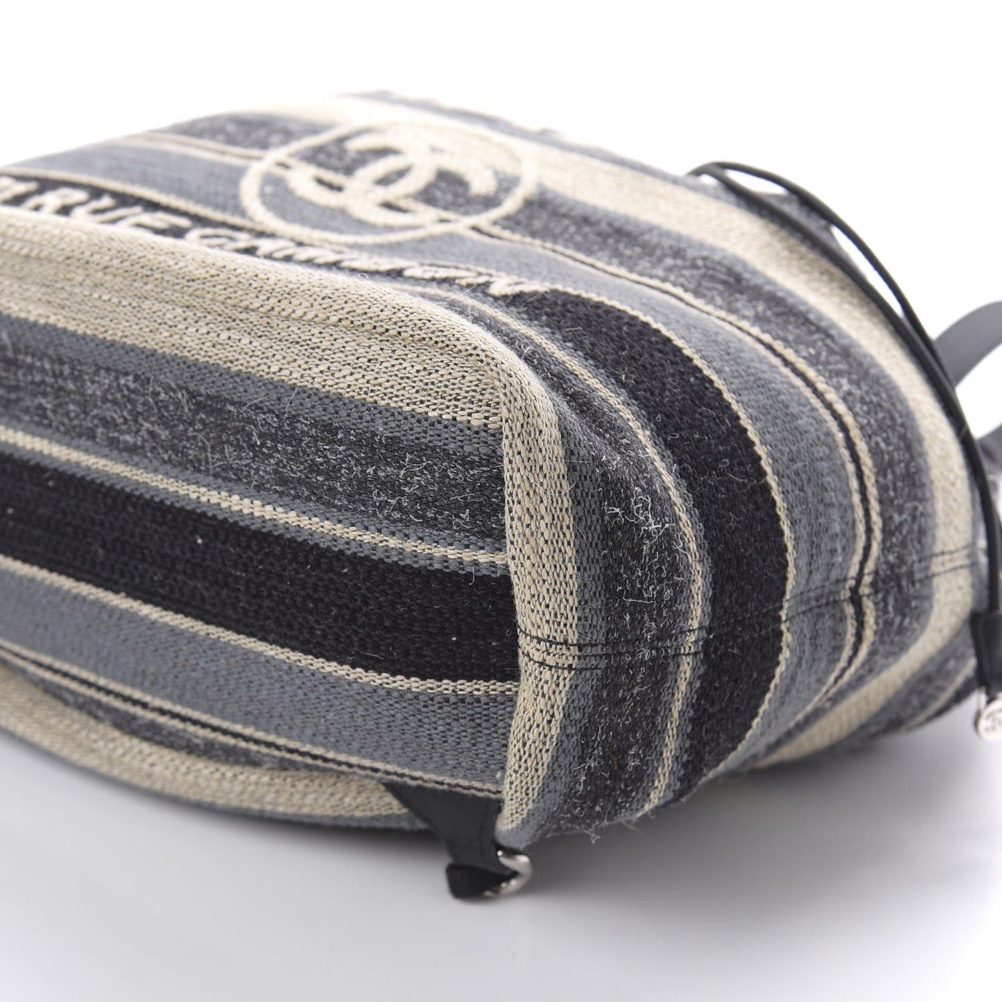 Striped Canvas Large Deauville Backpack Gray Black