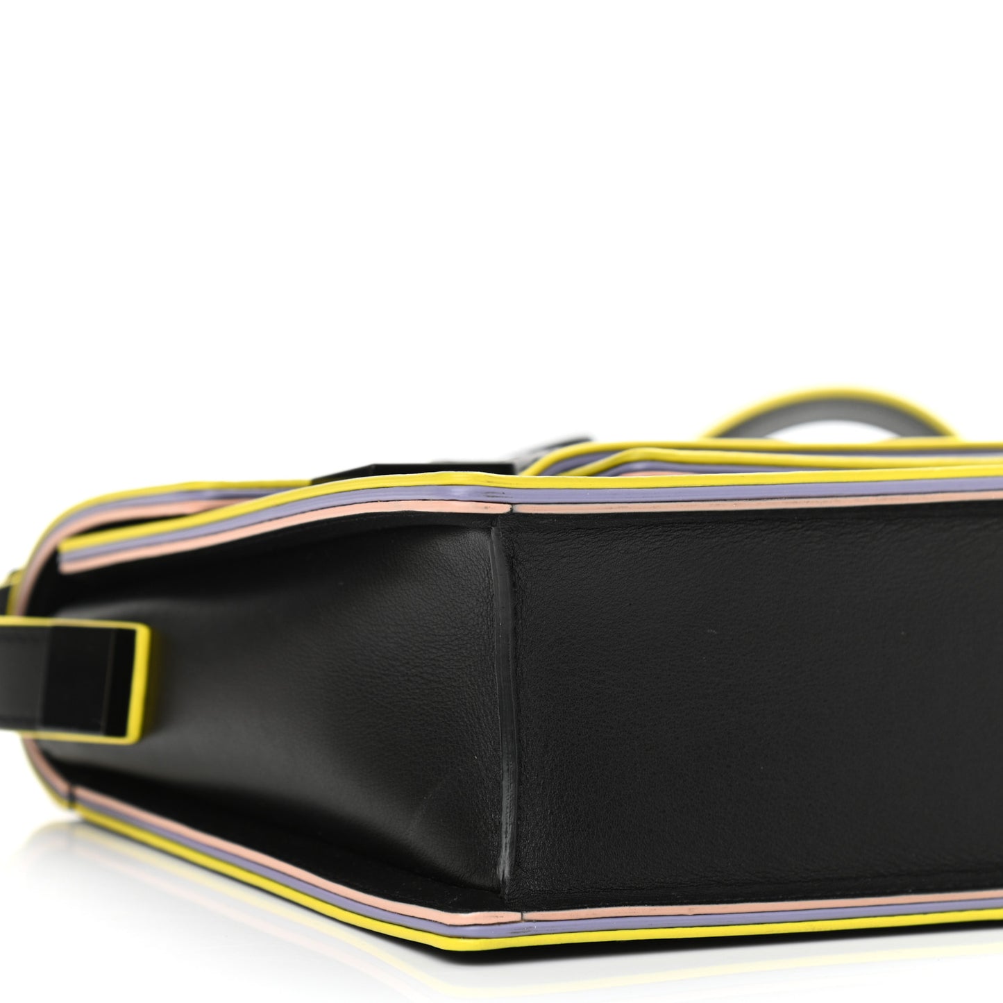 Supple Calfskin Madame Ruban Shoulder Bag Black Rainbow