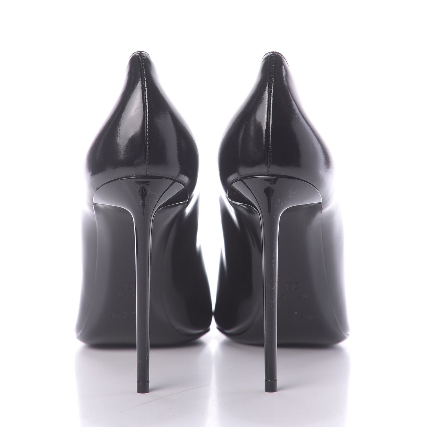 Patent Calfskin Teddy High Vamp 105 Pumps 38 Black