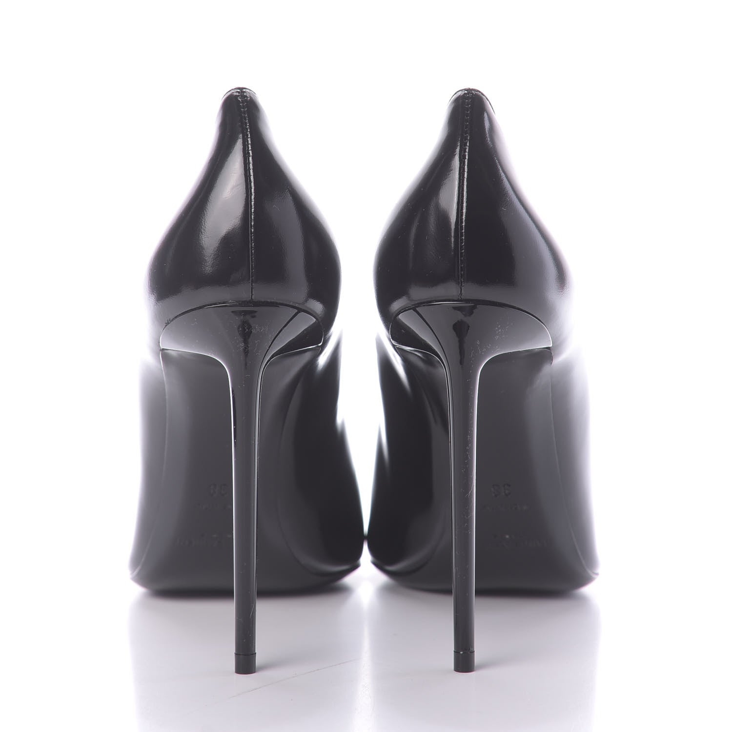 Saint Laurent Patent Calfskin Teddy High Vamp 105 Pumps 38 Black 5 of 11