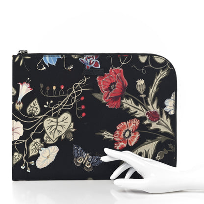 Gucci Canvas Flora Knight Travel Laptop Document Case Black 2 of 8