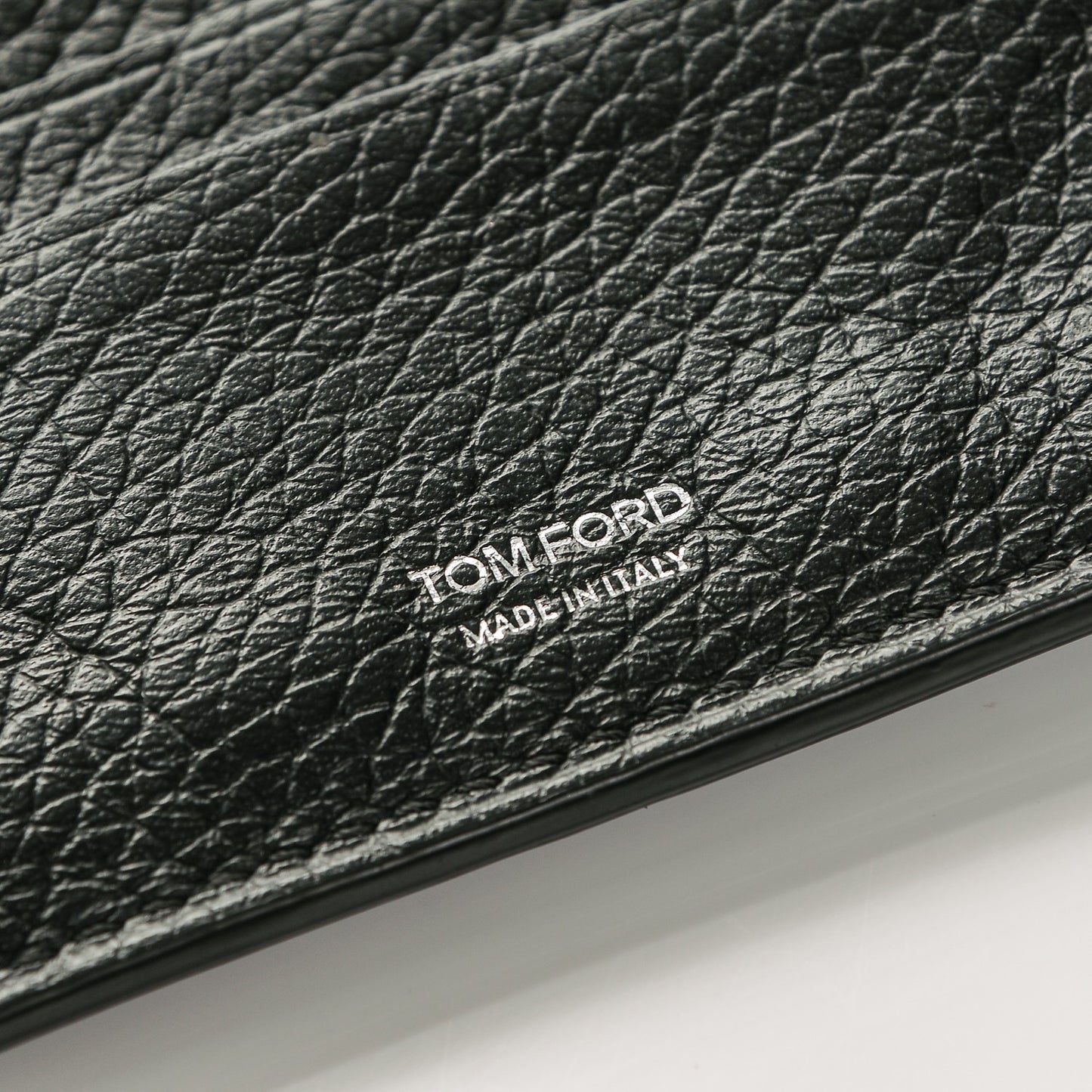 Grained Calfskin Open Side Card Holder Black