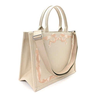 Christian Dior Canvas Embroidered Medium Book Tote With Strap Beige Pink Black 3 of 10