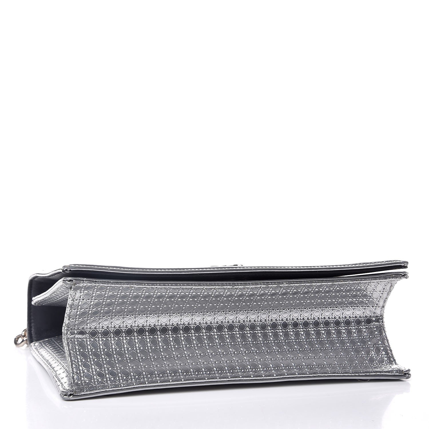 Christian Dior Metallic Patent Micro-Cannage Medium Diorama Flap Bag Silver 5 of 15