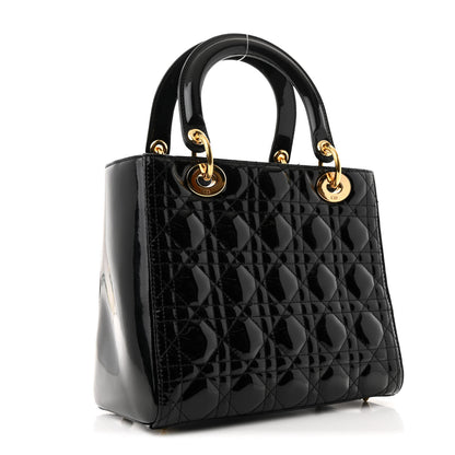 Christian Dior Patent Cannage Medium Lady Dior Black 3 of 11