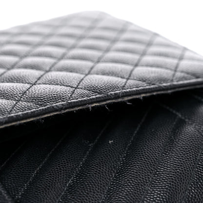 Saint Laurent Grain De Poudre Textured Mixed Matelasse Large Triquilt Monogram Satchel Black 18 of 19