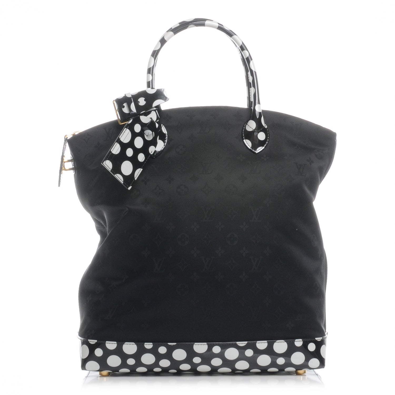 Louis Vuitton Nylon Kusama Infinity Dots Lockit Vertical MM Black White 1 of 7