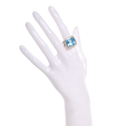 David Yurman Sterling Silver Diamond Blue Topaz 14mm Albion Ring 52 6 2 of 6