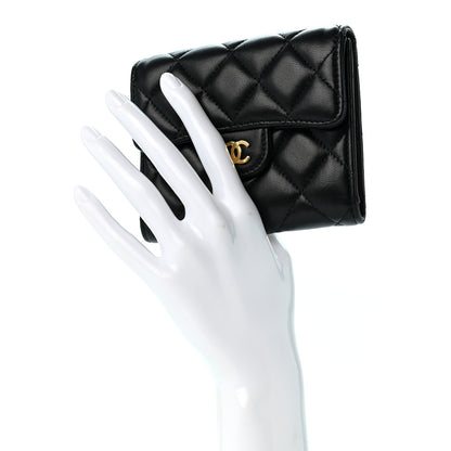 Chanel Lambskin Quilted Compact Flap Wallet Black 2 of 11