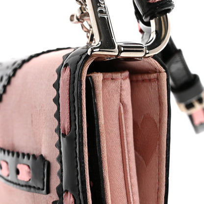 Christian Dior Satin Patent Heart D Trick Clutch Pink Black 11 of 14