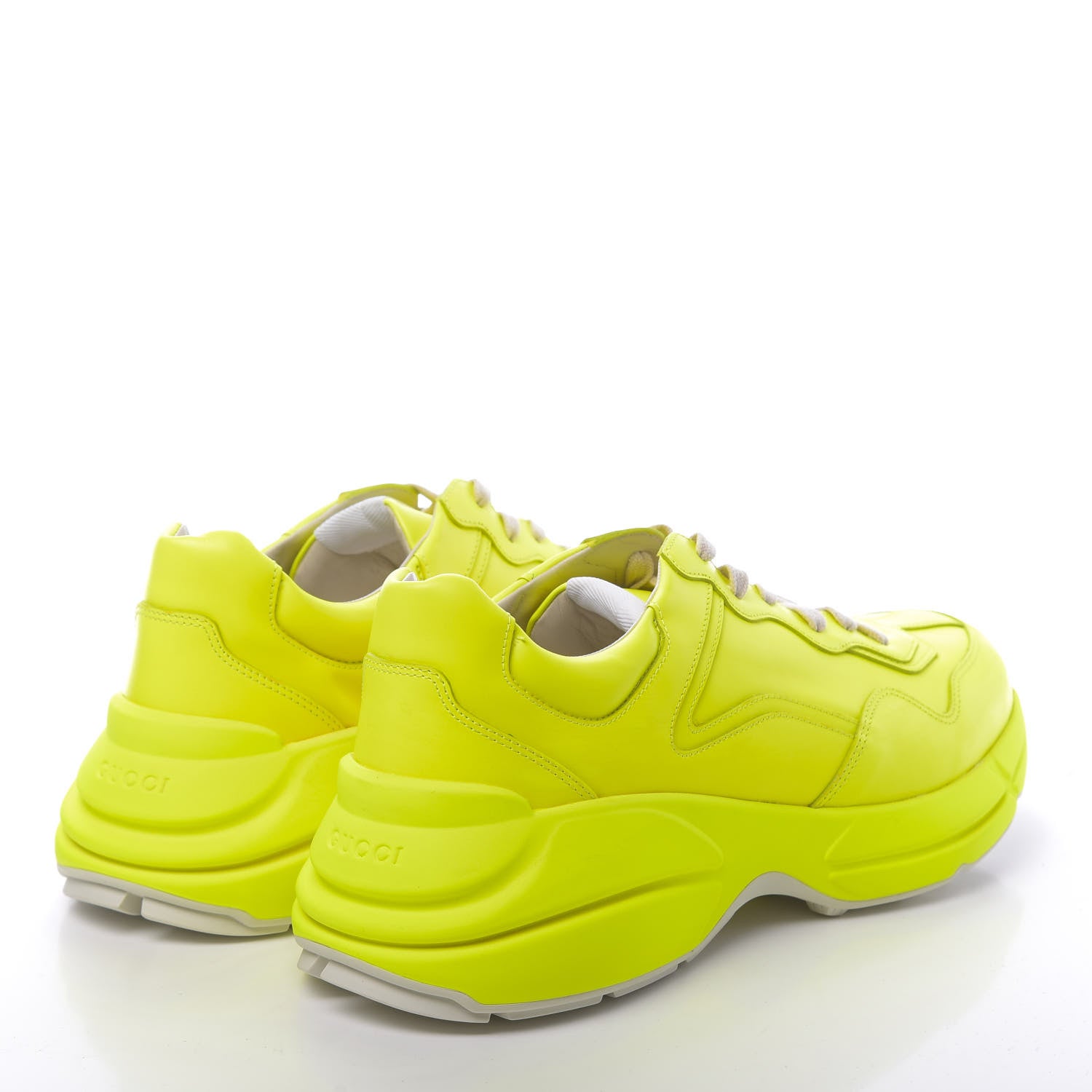 Gucci Calfskin Mens Rhyton Sneakers 11 Yellow Fluo 4 of 10
