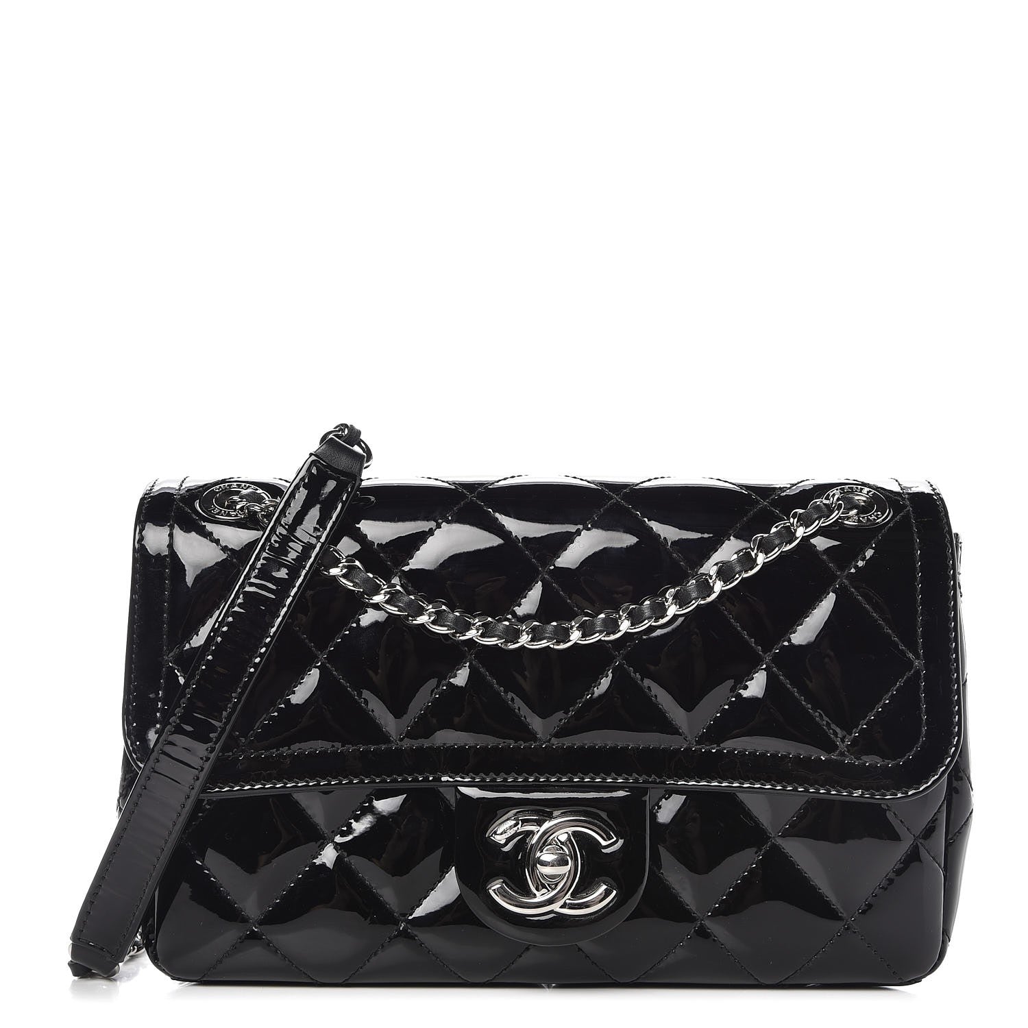 Chanel Patent Quilted Small Coco Shine Flap Black 1 of 9