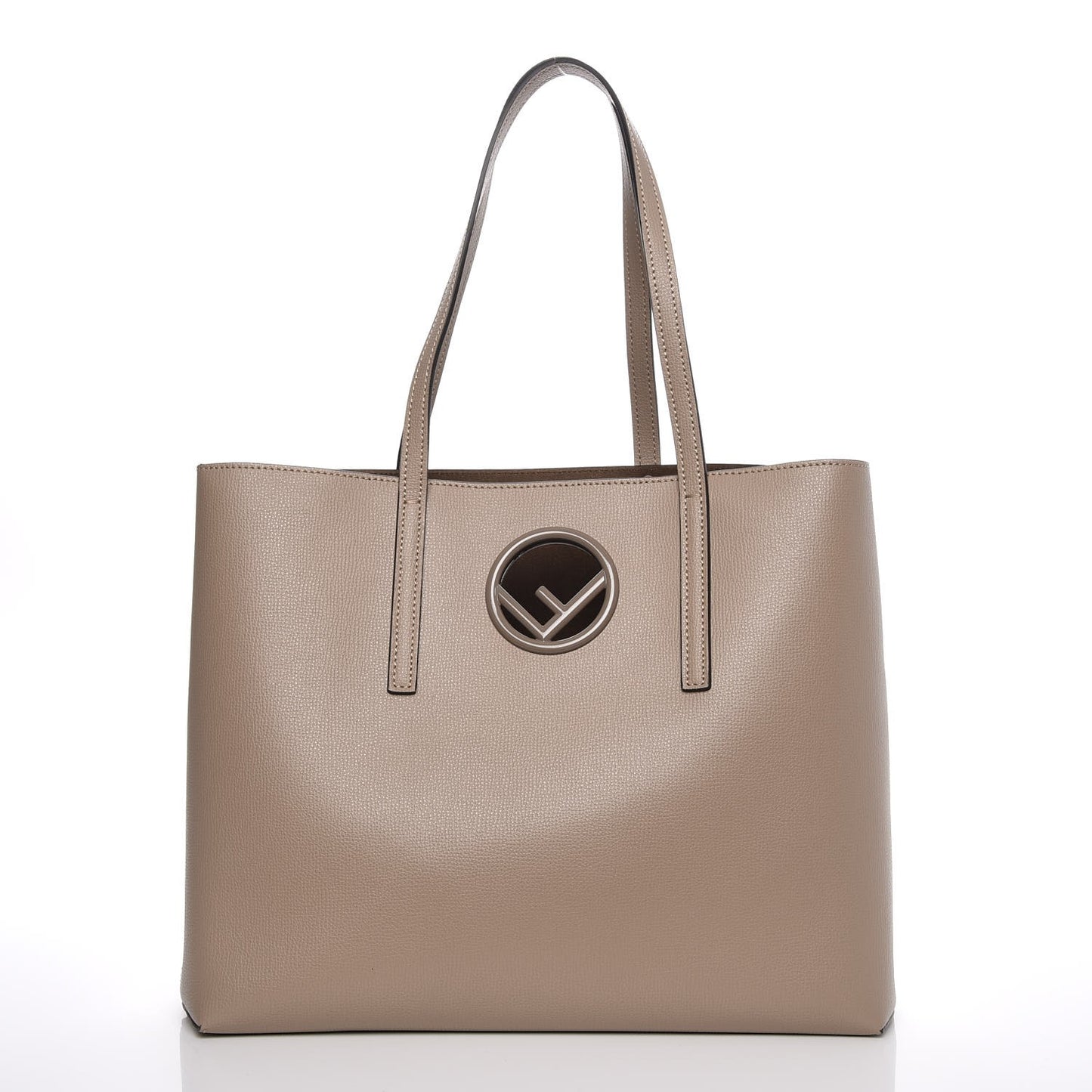 Vitello Vienna Enamel F is Fendi Shopping Tote Tortora Taupe