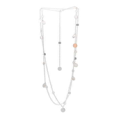 Hermes Sterling Silver 18K Rose Gold Confettis Long Necklace 120 3 of 5
