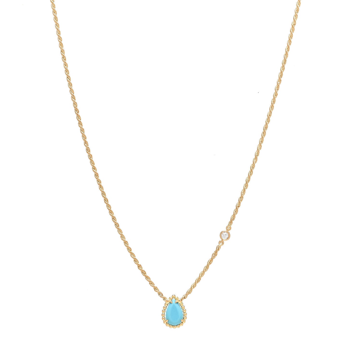 18K Yellow Gold Diamond Turquoise XS Serpent Boheme Necklace
