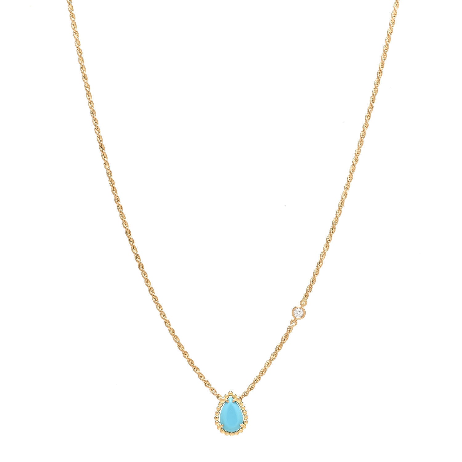 Boucheron 18K Yellow Gold Diamond Turquoise XS Serpent Boheme Necklace 1 of 5
