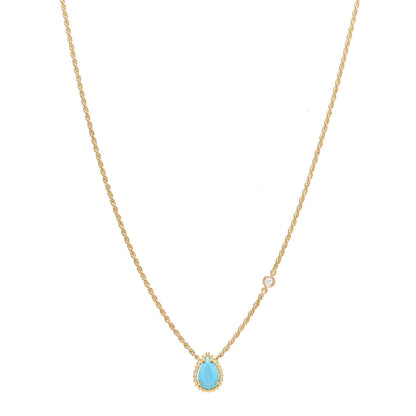 Boucheron 18K Yellow Gold Diamond Turquoise XS Serpent Boheme Necklace 1 of 5